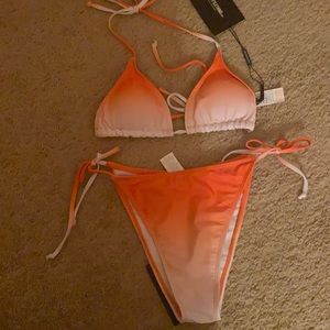 A two piece ombré bathing suit.
